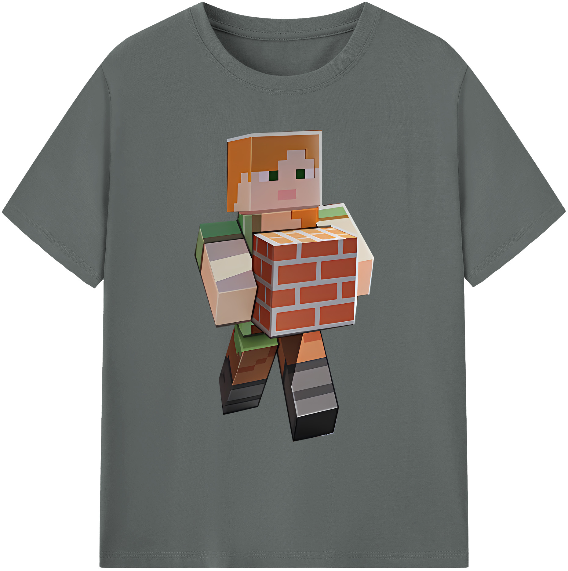 （画像用） マインクラフト ブロックの世界 Minecraft MC Block world 綿100％ メンズ半袖Tシャツ｜肌触りやわらか＆通気性